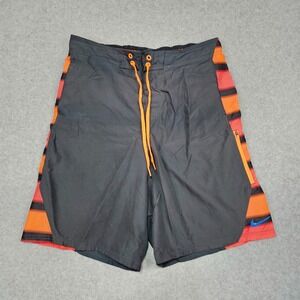 Nike Board Shorts Mens M Swim Trunks Zip Pocket Mesh Lined Gray Beach Surf Pool